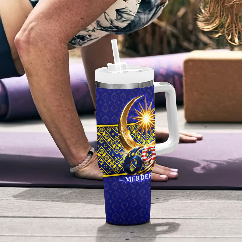 Malaysia Merdeka Independence Day Tumbler With Handle Patriotic Flag Crescent Moon Star Cultural