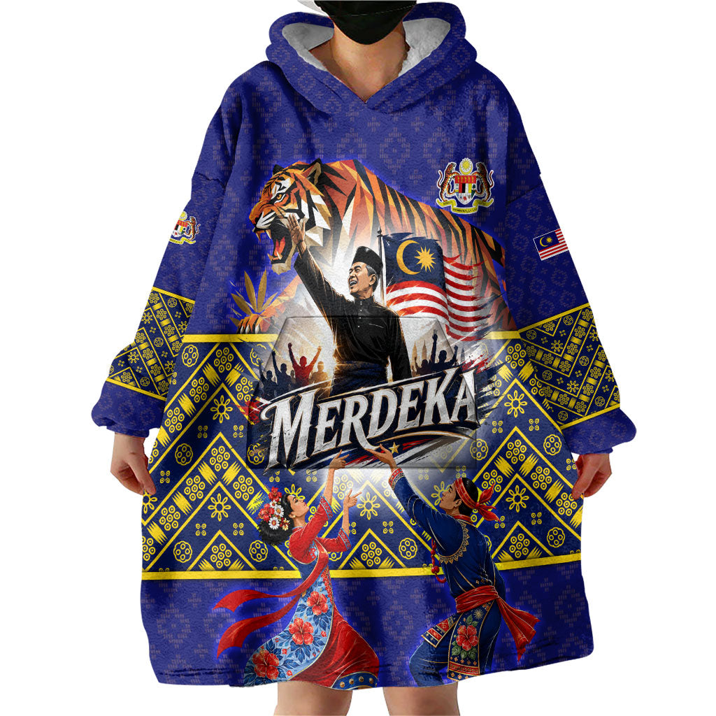 Malaysia Merdeka Independence Day Wearable Blanket Hoodie Patriotic Flag Crescent Moon Star Cultural