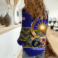Malaysia Merdeka Independence Day Women Casual Shirt Patriotic Flag Crescent Moon Star Cultural
