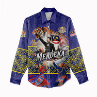 Malaysia Merdeka Independence Day Women Casual Shirt Patriotic Flag Crescent Moon Star Cultural
