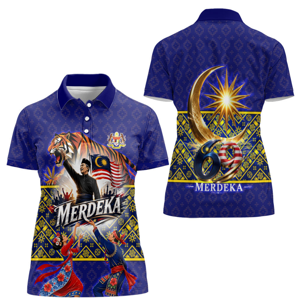 Malaysia Merdeka Independence Day Women Polo Shirt Patriotic Flag Crescent Moon Star Cultural