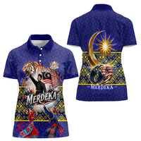 Malaysia Merdeka Independence Day Women Polo Shirt Patriotic Flag Crescent Moon Star Cultural