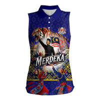 Malaysia Merdeka Independence Day Women Sleeveless Polo Shirt Patriotic Flag Crescent Moon Star Cultural