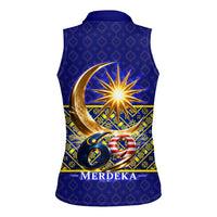 Malaysia Merdeka Independence Day Women Sleeveless Polo Shirt Patriotic Flag Crescent Moon Star Cultural