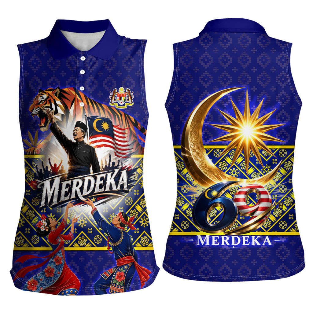 Malaysia Merdeka Independence Day Women Sleeveless Polo Shirt Patriotic Flag Crescent Moon Star Cultural