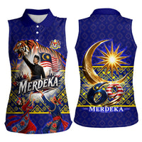 Malaysia Merdeka Independence Day Women Sleeveless Polo Shirt Patriotic Flag Crescent Moon Star Cultural