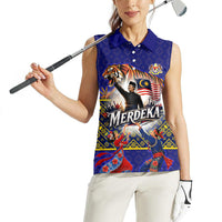 Malaysia Merdeka Independence Day Women Sleeveless Polo Shirt Patriotic Flag Crescent Moon Star Cultural