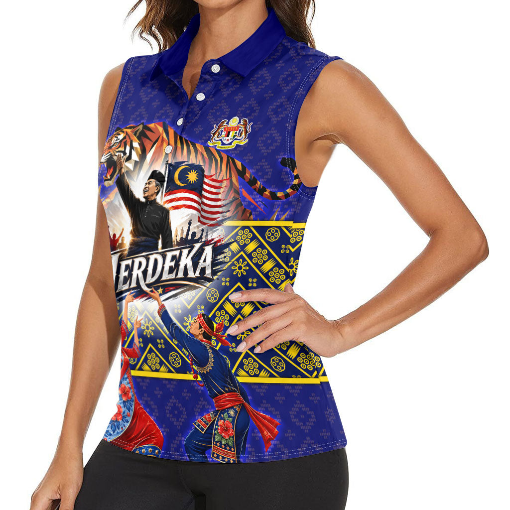 Malaysia Merdeka Independence Day Women Sleeveless Polo Shirt Patriotic Flag Crescent Moon Star Cultural