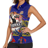 Malaysia Merdeka Independence Day Women Sleeveless Polo Shirt Patriotic Flag Crescent Moon Star Cultural