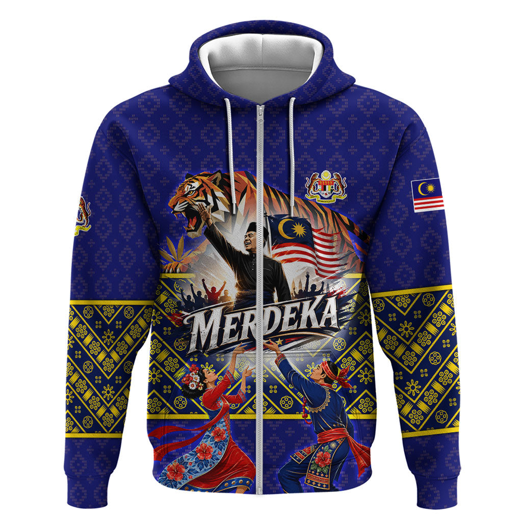 Malaysia Merdeka Independence Day Zip Hoodie Patriotic Flag Crescent Moon Star Cultural