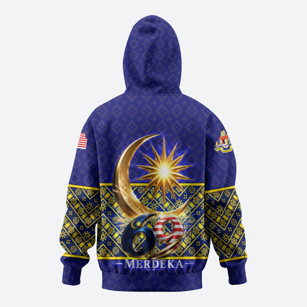 Malaysia Merdeka Independence Day Zip Hoodie Patriotic Flag Crescent Moon Star Cultural