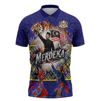 Malaysia Merdeka Independence Day Zipper Polo Shirt Patriotic Flag Crescent Moon Star Cultural