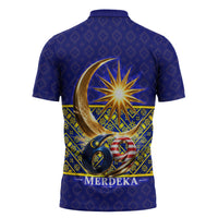 Malaysia Merdeka Independence Day Zipper Polo Shirt Patriotic Flag Crescent Moon Star Cultural