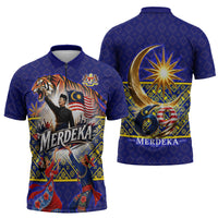 Malaysia Merdeka Independence Day Zipper Polo Shirt Patriotic Flag Crescent Moon Star Cultural