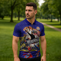 Malaysia Merdeka Independence Day Zipper Polo Shirt Patriotic Flag Crescent Moon Star Cultural