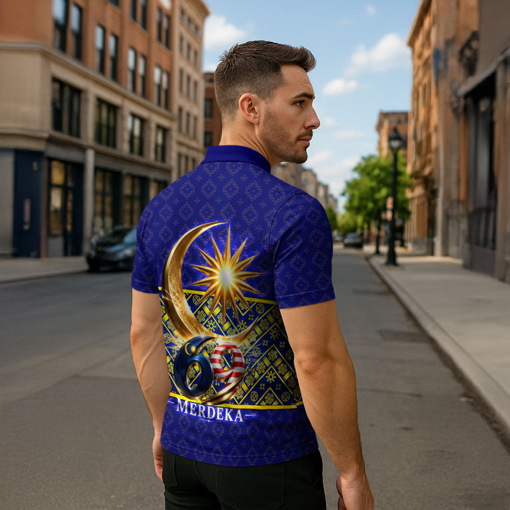 Malaysia Merdeka Independence Day Zipper Polo Shirt Patriotic Flag Crescent Moon Star Cultural
