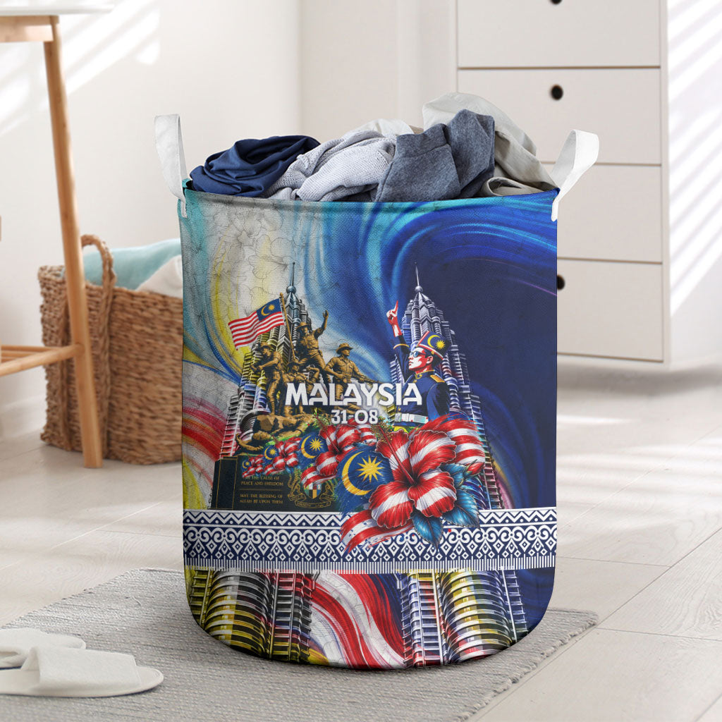 Malaysia Merdeka Independence Day Laundry Basket Patriotic Twin Towers Soldier National Flower Graphic