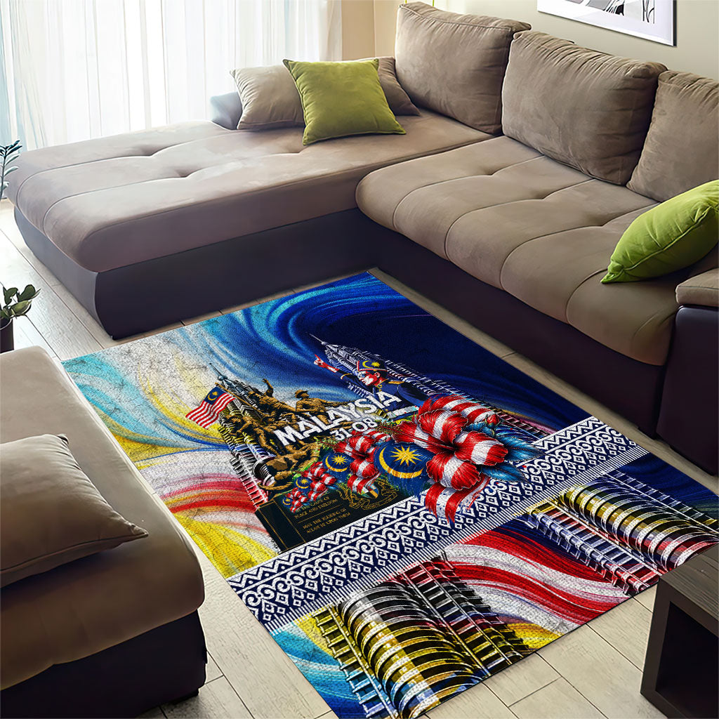 Malaysia Merdeka Independence Day Area Rug Patriotic Twin Towers Soldier National Flower Graphic