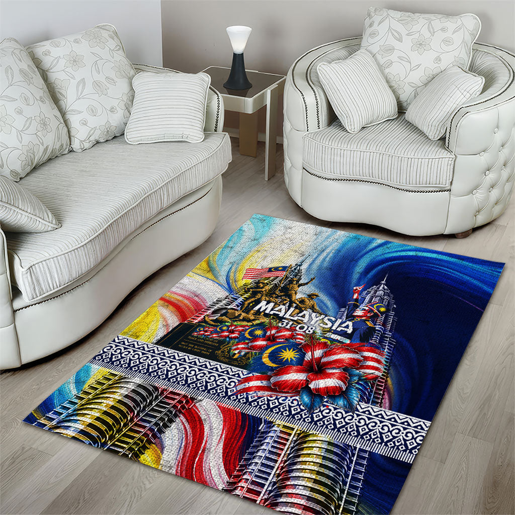 Malaysia Merdeka Independence Day Area Rug Patriotic Twin Towers Soldier National Flower Graphic