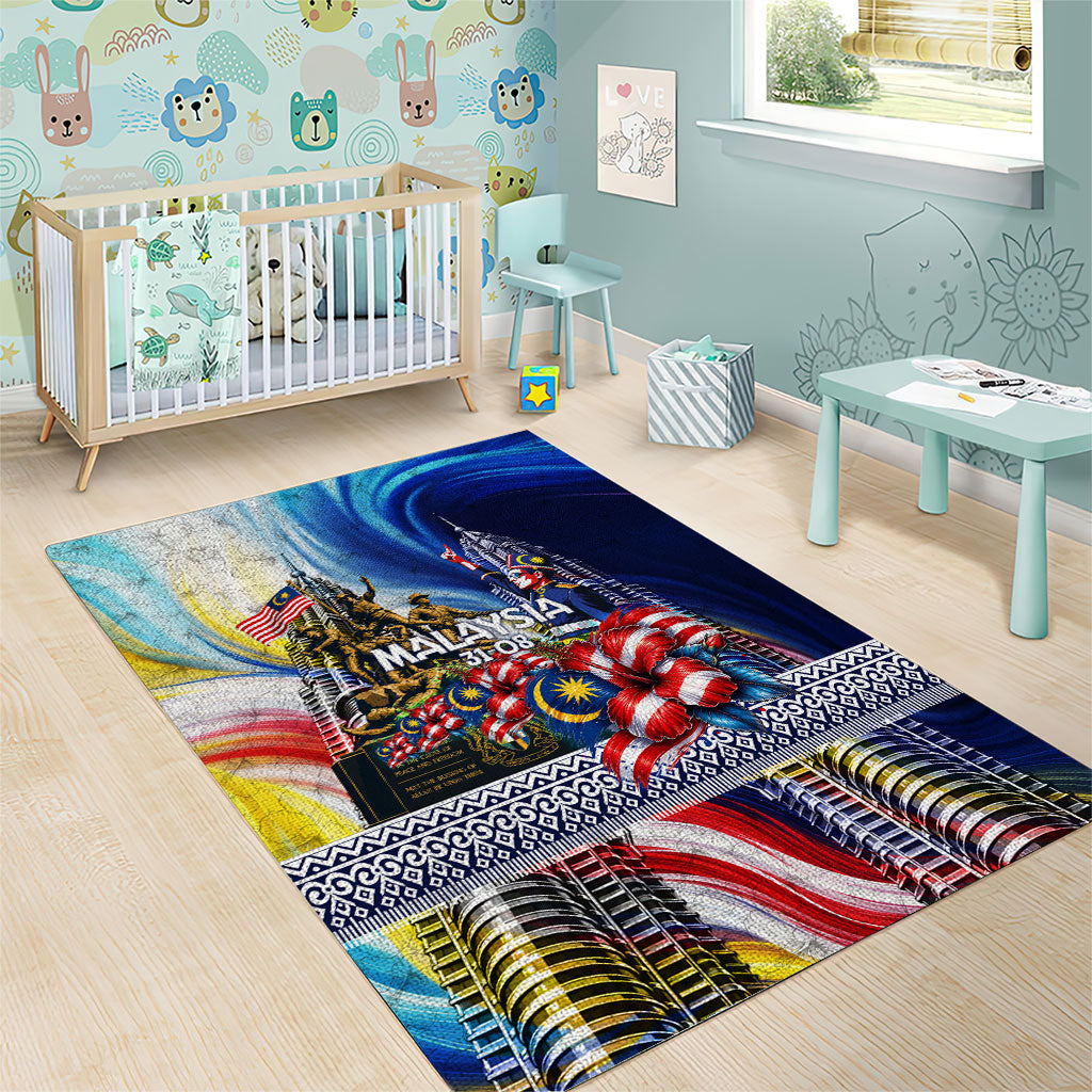 Malaysia Merdeka Independence Day Area Rug Patriotic Twin Towers Soldier National Flower Graphic