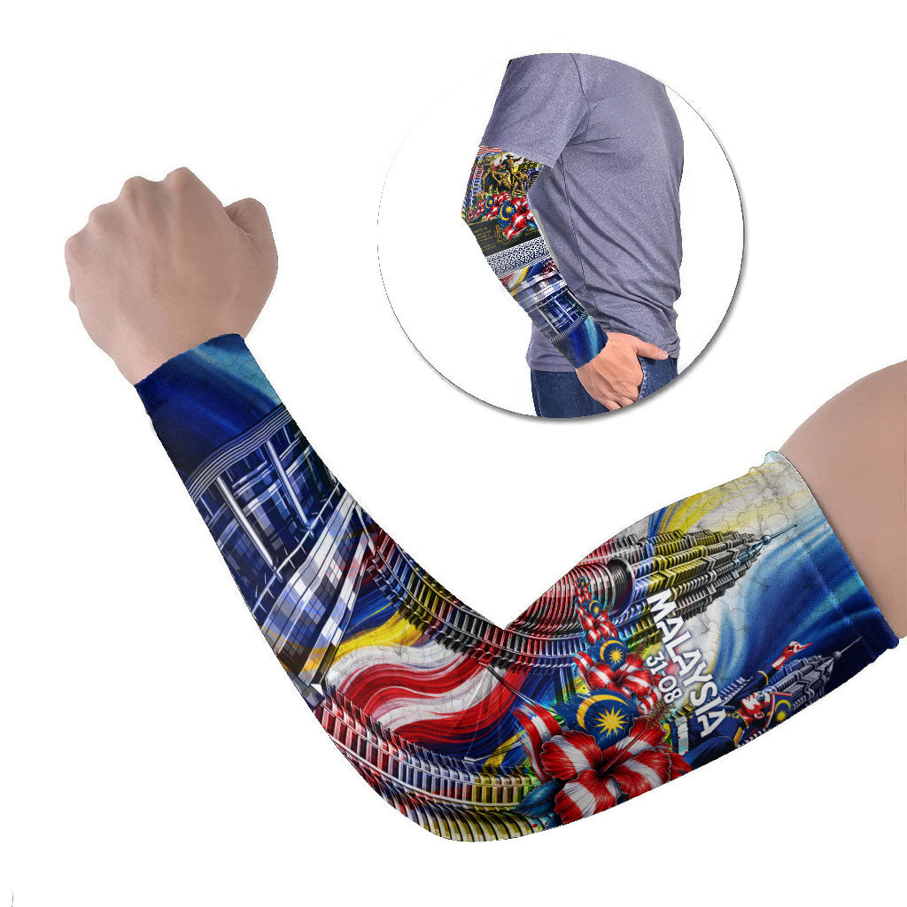 Malaysia Merdeka Independence Day Arm Sleeves Patriotic Twin Towers Soldier National Flower Graphic
