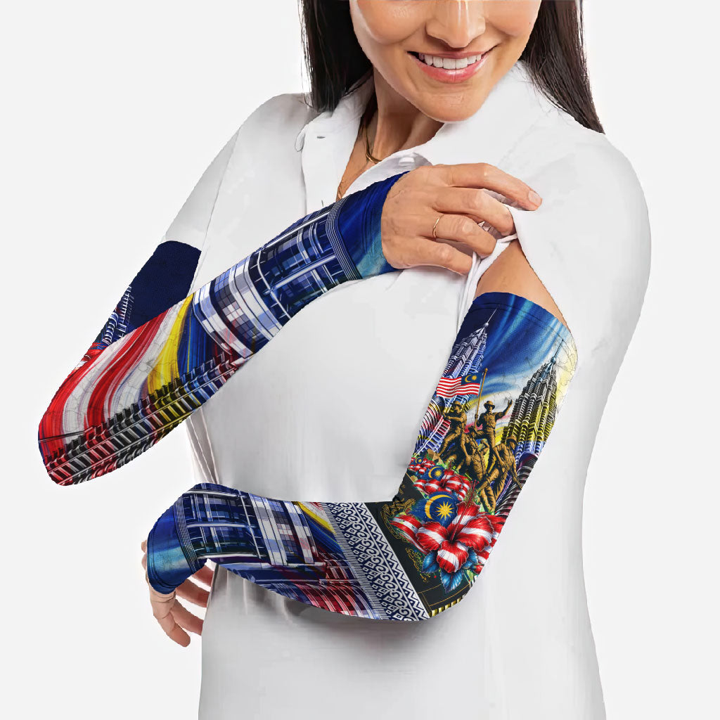 Malaysia Merdeka Independence Day Arm Sleeves Patriotic Twin Towers Soldier National Flower Graphic