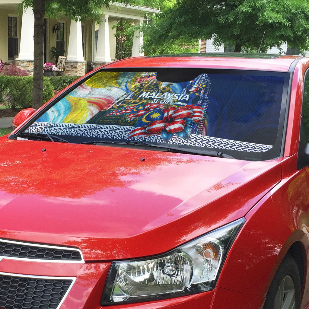 Malaysia Merdeka Independence Day Auto Sun Shade Patriotic Twin Towers Soldier National Flower Graphic