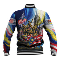 Malaysia Merdeka Independence Day Baseball Jacket Patriotic Twin Towers Soldier National Flower Graphic