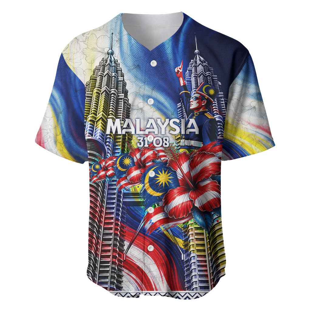Malaysia Merdeka Independence Day Baseball Jersey Patriotic Twin Towers Soldier National Flower Graphic