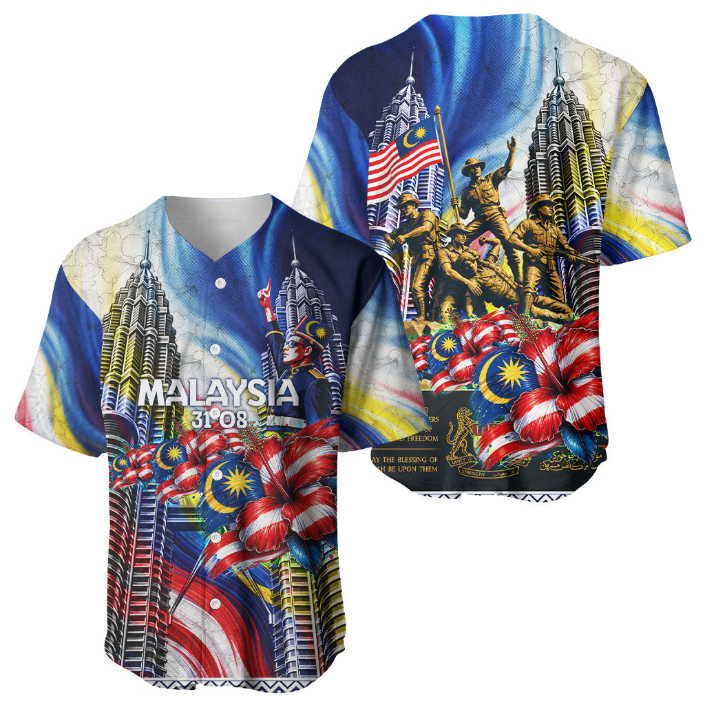 Malaysia Merdeka Independence Day Baseball Jersey Patriotic Twin Towers Soldier National Flower Graphic