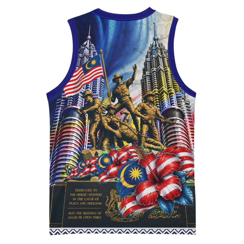 Malaysia Merdeka Independence Day Basketball Jersey Patriotic Twin Towers Soldier National Flower Graphic