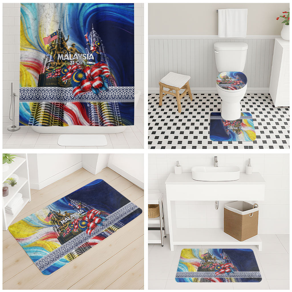 Malaysia Merdeka Independence Day Bathroom Set Patriotic Twin Towers Soldier National Flower Graphic
