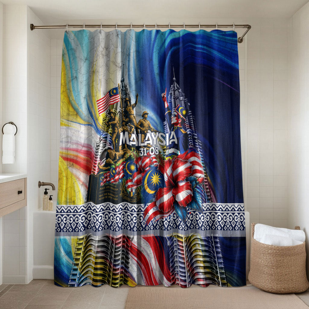 Malaysia Merdeka Independence Day Bathroom Set Patriotic Twin Towers Soldier National Flower Graphic