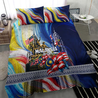 Malaysia Merdeka Independence Day Bedding Set Patriotic Twin Towers Soldier National Flower Graphic