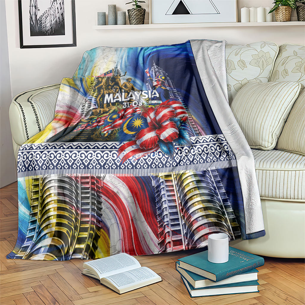 Malaysia Merdeka Independence Day Blanket Patriotic Twin Towers Soldier National Flower Graphic