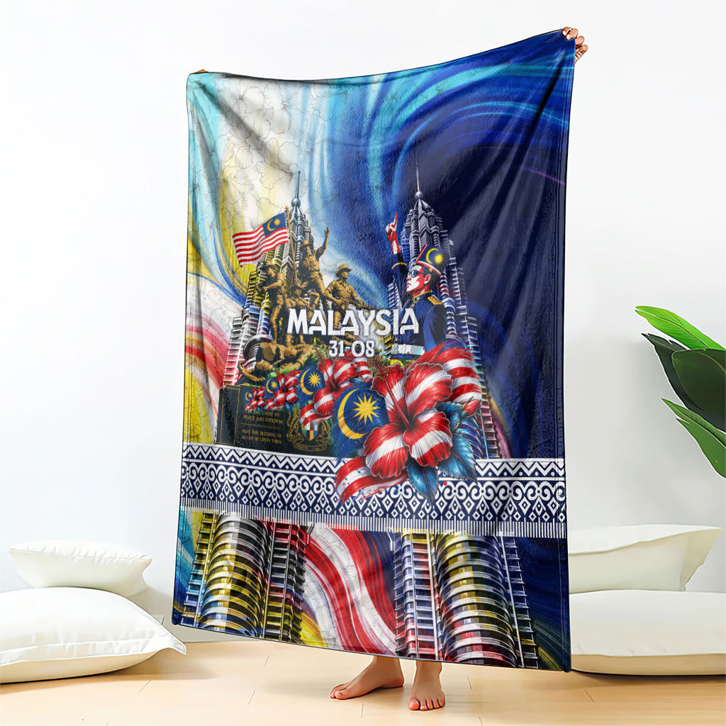 Malaysia Merdeka Independence Day Blanket Patriotic Twin Towers Soldier National Flower Graphic