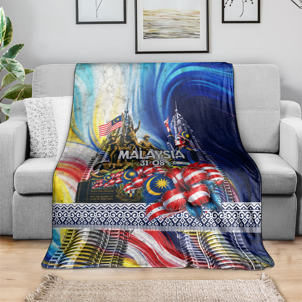 Malaysia Merdeka Independence Day Blanket Patriotic Twin Towers Soldier National Flower Graphic