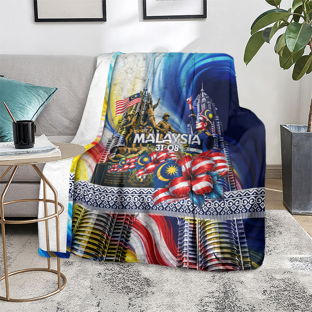 Malaysia Merdeka Independence Day Blanket Patriotic Twin Towers Soldier National Flower Graphic