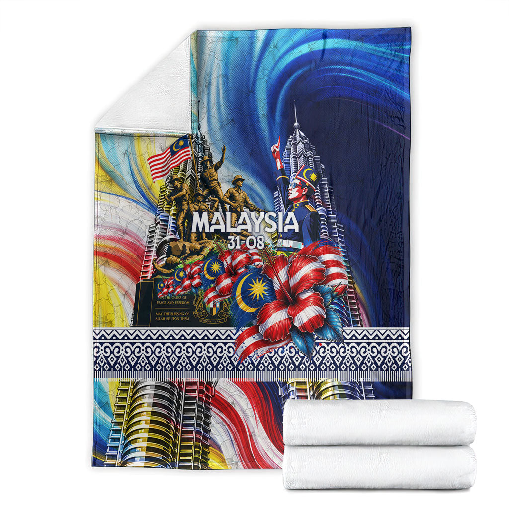 Malaysia Merdeka Independence Day Blanket Patriotic Twin Towers Soldier National Flower Graphic