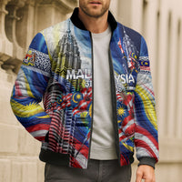 Malaysia Merdeka Independence Day Bomber Puffer Jacket Patriotic Twin Towers Soldier National Flower Graphic
