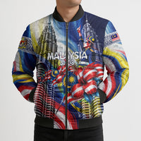 Malaysia Merdeka Independence Day Bomber Puffer Jacket Patriotic Twin Towers Soldier National Flower Graphic