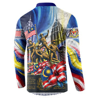 Malaysia Merdeka Independence Day Button Sweatshirt Patriotic Twin Towers Soldier National Flower Graphic