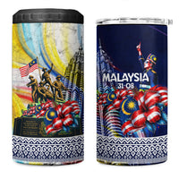 Malaysia Merdeka Independence Day 4 in 1 Can Cooler Tumbler Patriotic Twin Towers Soldier National Flower Graphic