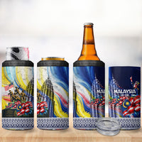 Malaysia Merdeka Independence Day 4 in 1 Can Cooler Tumbler Patriotic Twin Towers Soldier National Flower Graphic