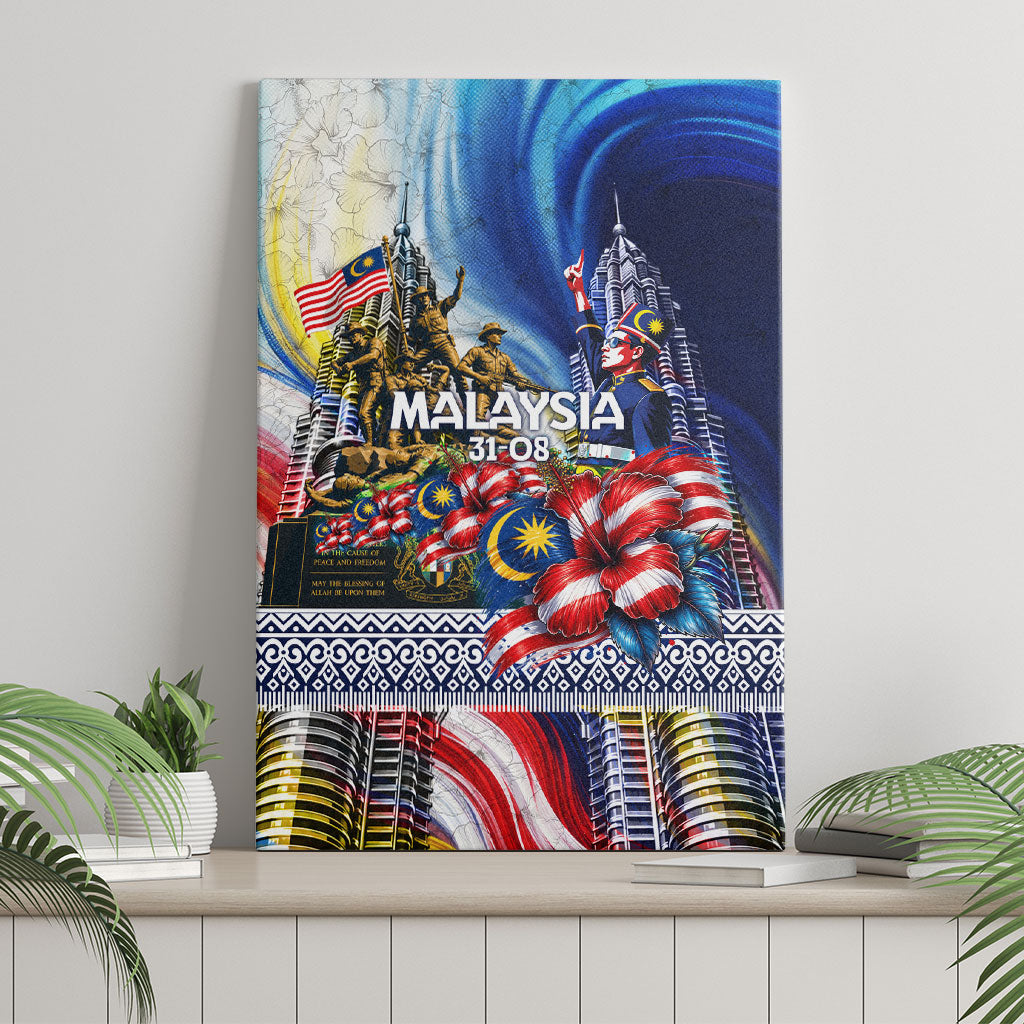 Malaysia Merdeka Independence Day Canvas Wall Art Patriotic Twin Towers Soldier National Flower Graphic
