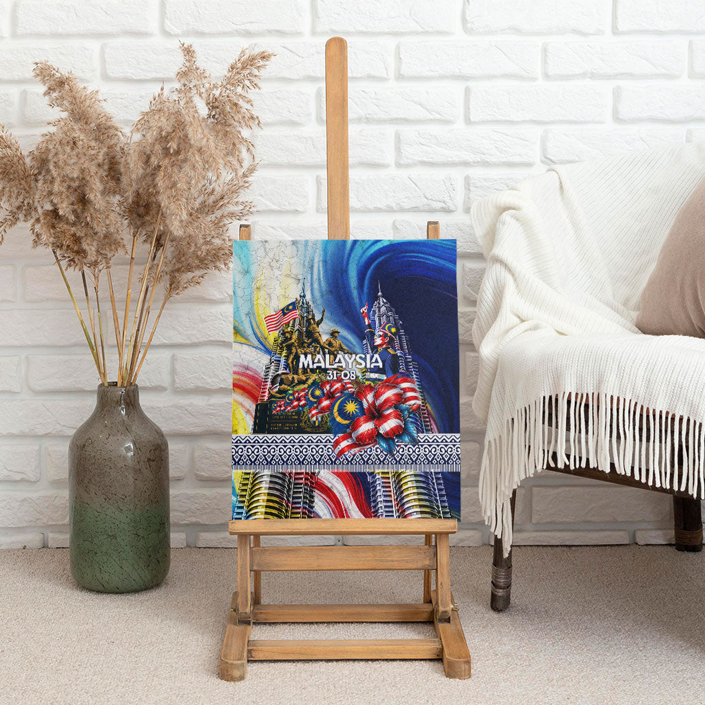 Malaysia Merdeka Independence Day Canvas Wall Art Patriotic Twin Towers Soldier National Flower Graphic