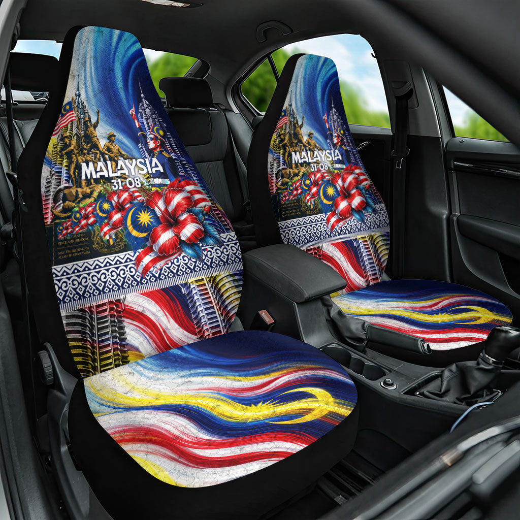 Malaysia Merdeka Independence Day Car Seat Cover Patriotic Twin Towers Soldier National Flower Graphic