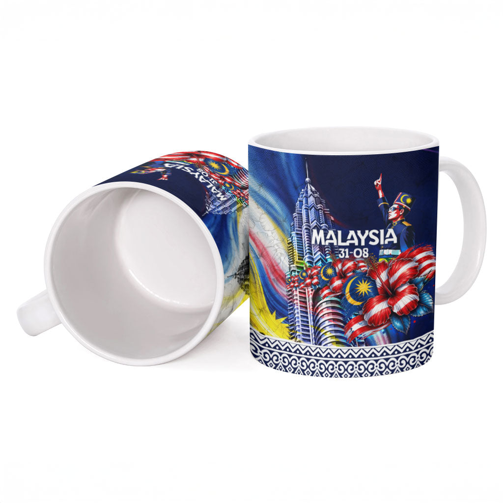Malaysia Merdeka Independence Day Ceramic Mug Patriotic Twin Towers Soldier National Flower Graphic