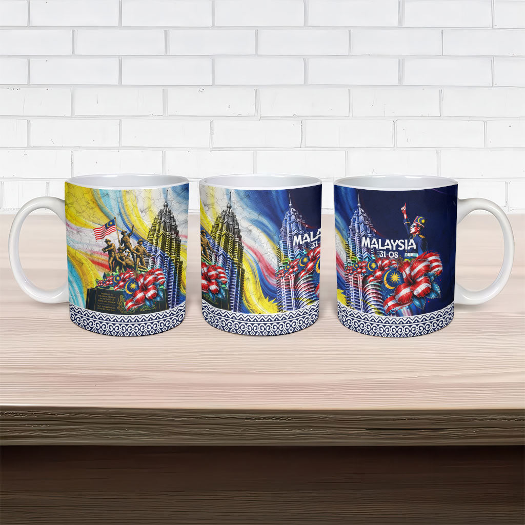Malaysia Merdeka Independence Day Ceramic Mug Patriotic Twin Towers Soldier National Flower Graphic