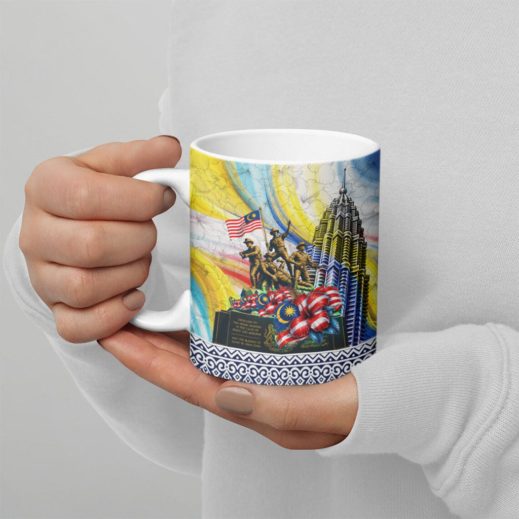 Malaysia Merdeka Independence Day Ceramic Mug Patriotic Twin Towers Soldier National Flower Graphic